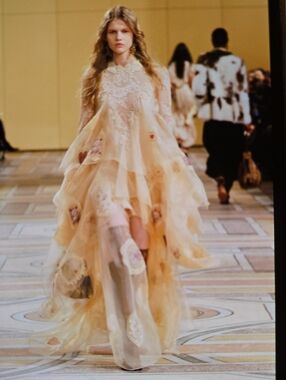 Zimmermann Peach Asymmetrical Sheer Tiered Dress